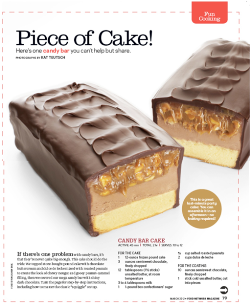 Dessert inspiration, from the March 2012 issue of Food Network Mag. Because everyone needs candy at the movies. 